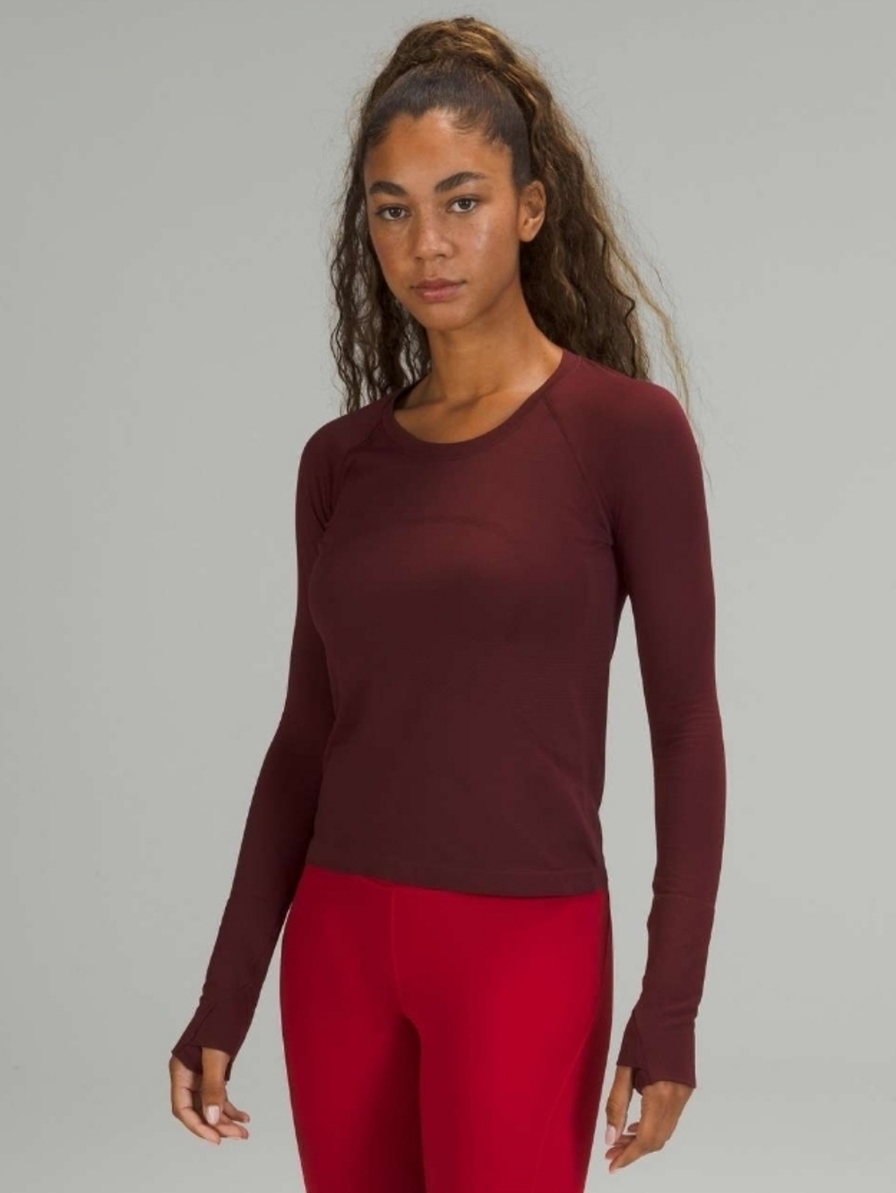 Lululemon Swiftly Tech Long Sleeve Shirt 2.0 *Race Length Red Merlot Size 0